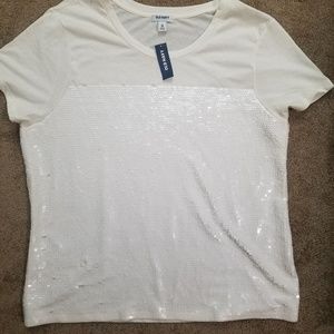 NWT White Sequin top